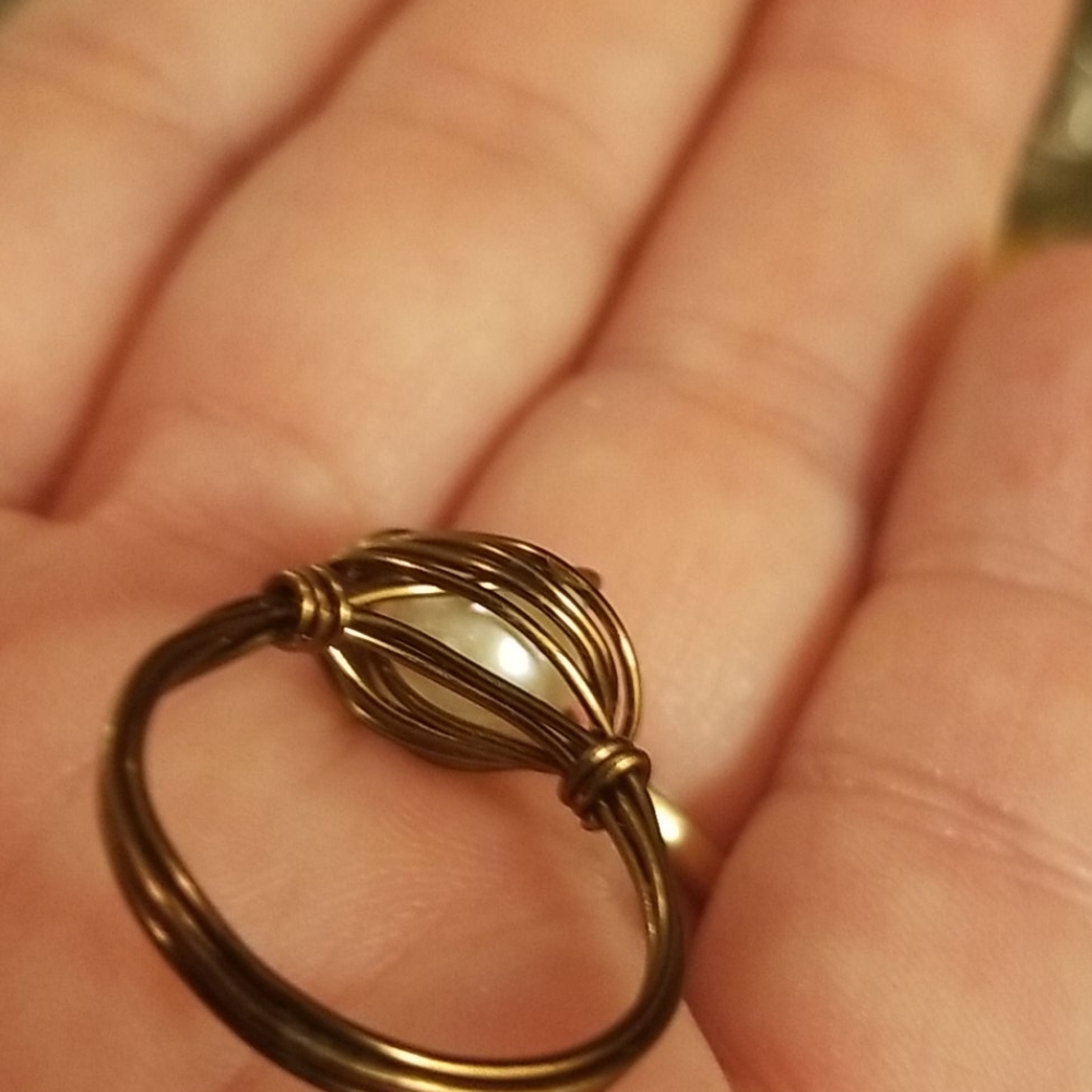 Real pearl wire wrapped ring PM 1355 - Picture 4 of 6